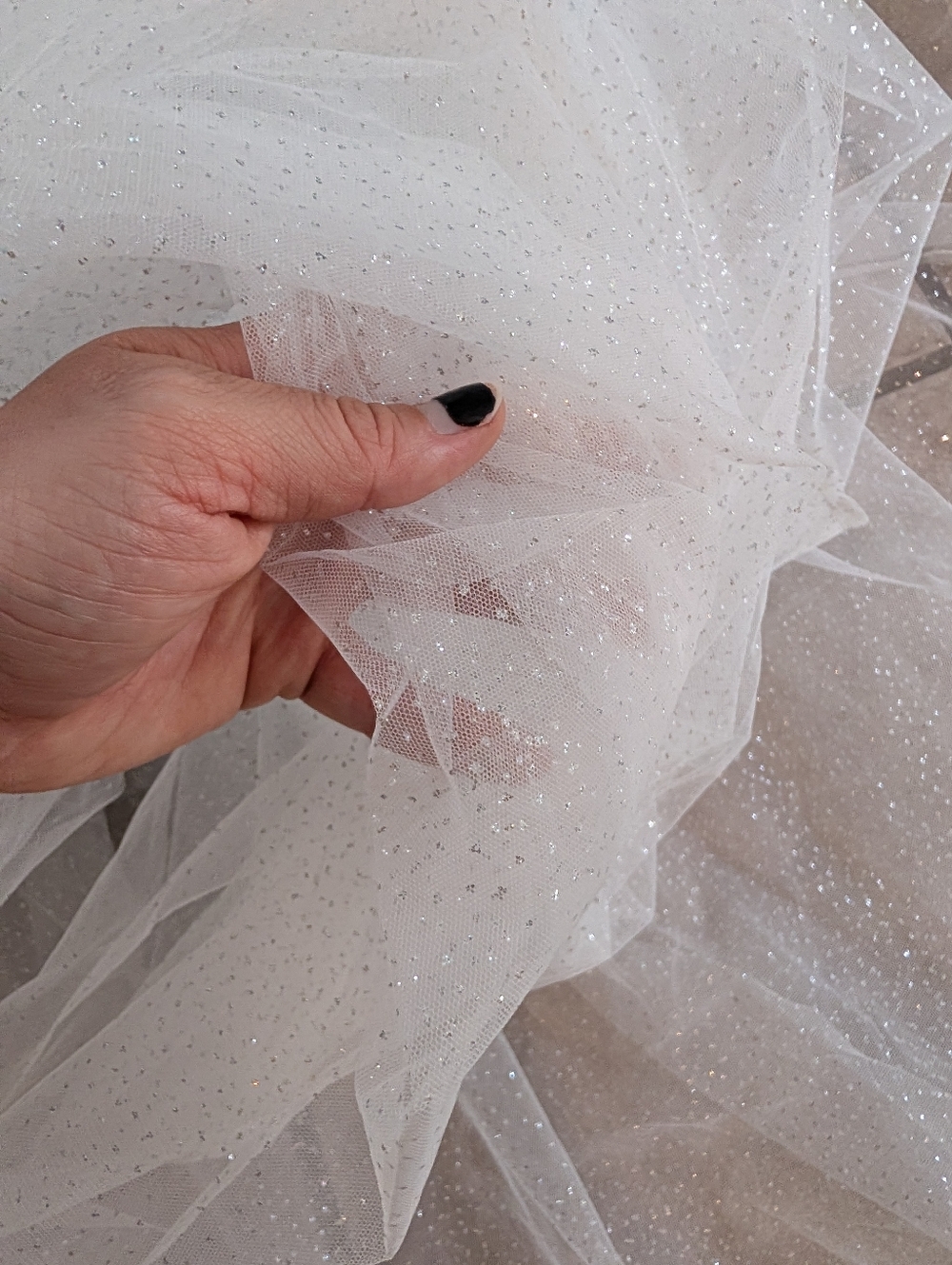 Sparkle Cathedral Single Tier Wedding Bridal Veil 118" Wide - Picture 7 of 10